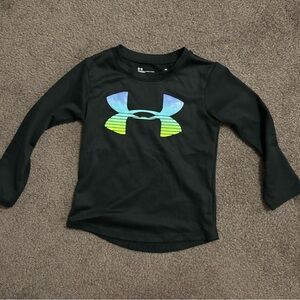 Under Armour Kids Black Long Sleeve Tee with Multicolor Logo